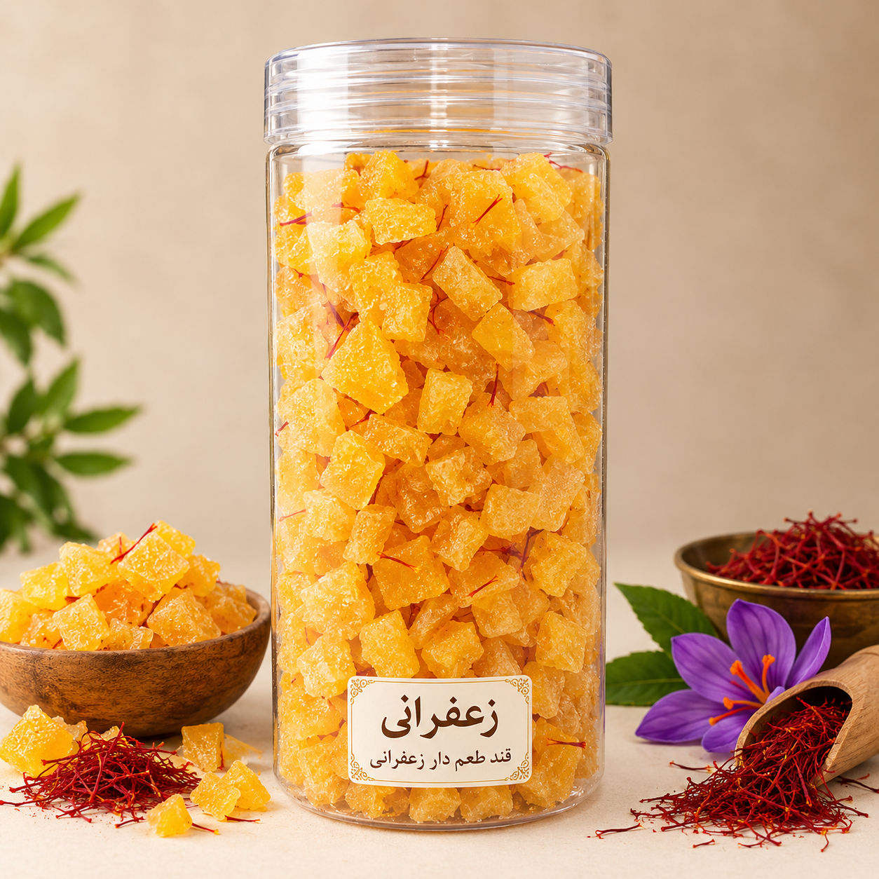 قند طعم دار زعفرانی